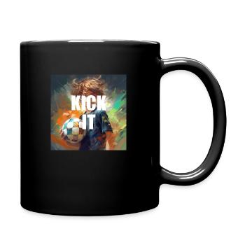 Kick It - Cooles Fußballer Design für Jungen - Tasse einfarbig - Schwarz - Rechts