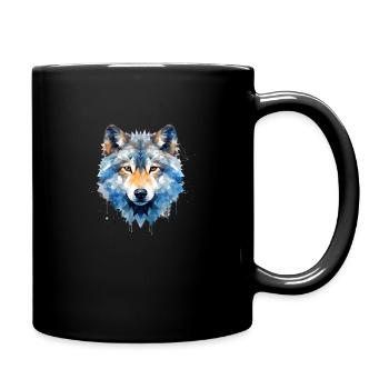 Geometrischer Wolf - Tasse einfarbig - Schwarz - Rechts