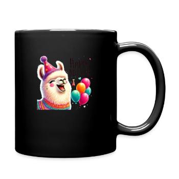 Funny New Year's llama: celebratory start - Full Colour Mug - black - Right