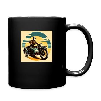Die Gespannfahrerin im Sonnenuntergang - Tasse einfarbig - Schwarz - Rechts