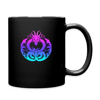 Fantasy Drache Anime Drachenkopf Mythisches Reptil - Tasse einfarbig - Schwarz - Rechts