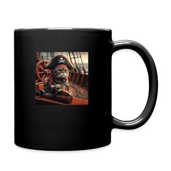Chat pirate - Mug uni - noir - Droite