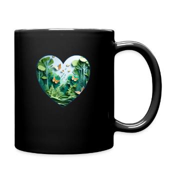 Schmetterling und Wald 3D herzform - Tasse einfarbig - Schwarz - Rechts