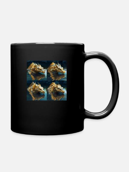 BlaPa76 Gold water Story Gold dragon 4x - Tasse einfarbig - Schwarz