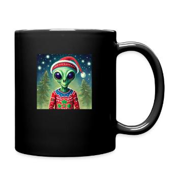 extraterrestre portant un pull de Noël moche - Mug uni - noir - Droite