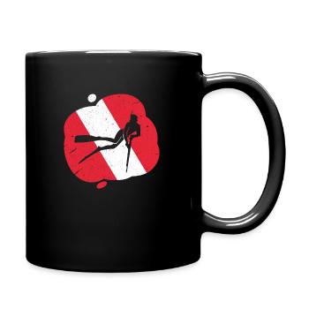 Rouge Blanc Plongée Drapeau Harpon Chasse Plongeur - Mug uni - noir - Droite