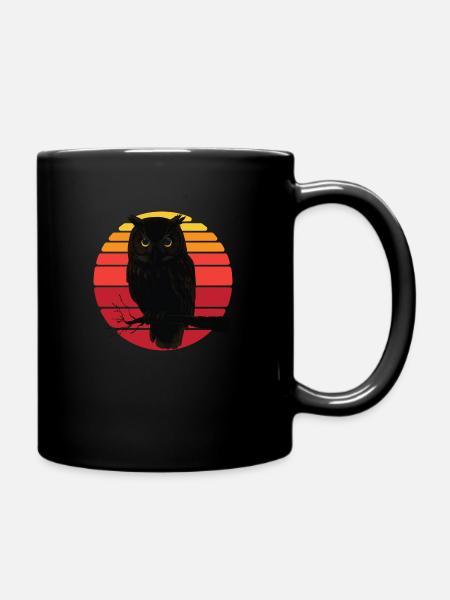 Owl Retro Sunset Graphic - Full Colour Mug - black