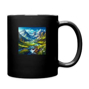 Der Berg ruft - Tasse einfarbig - Schwarz - Rechts