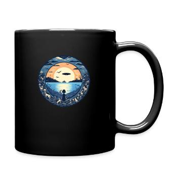 sundown at the ocean - Tasse einfarbig - Schwarz - Rechts