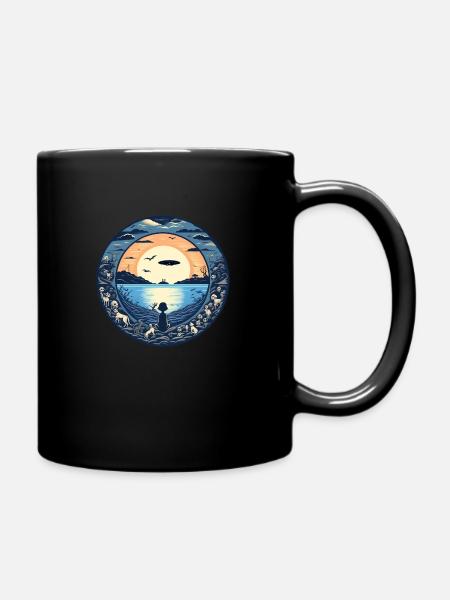 sundown at the ocean - Tasse einfarbig - Schwarz