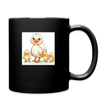 Niedliche Entenfamilie - Tasse einfarbig - Schwarz - Rechts