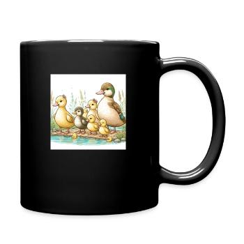 Entenfamilie am Teich - Tasse einfarbig - Schwarz - Rechts