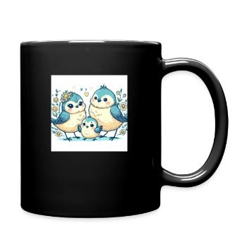 Cute Bird Family - Full Colour Mug - black - Right