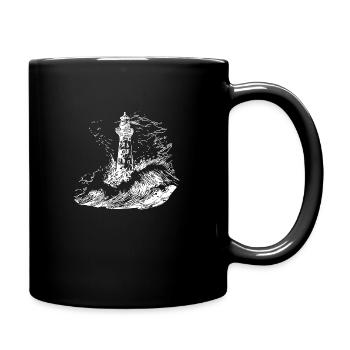 Phare avec balise dans une mer orageuse - Mug uni - noir - Droite
