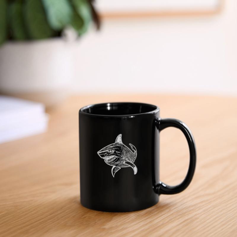 Large vintage oceanic shark with sharp teeth Full Colour Mug