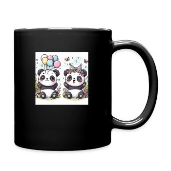 Pandaparty - Tasse einfarbig - Schwarz - Rechts