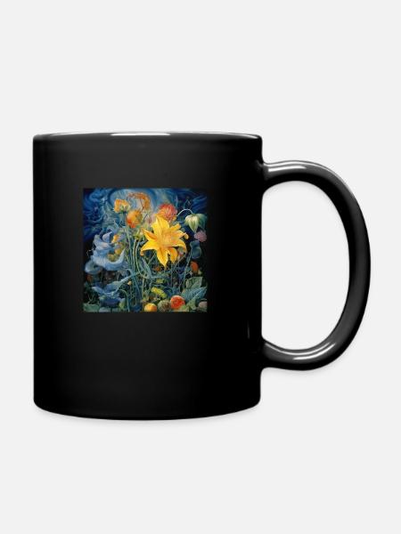 Flowers 3 - Full Colour Mug - black