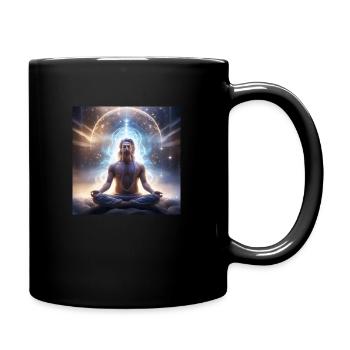 meditating spirit with aura - Tasse einfarbig - Schwarz - Rechts