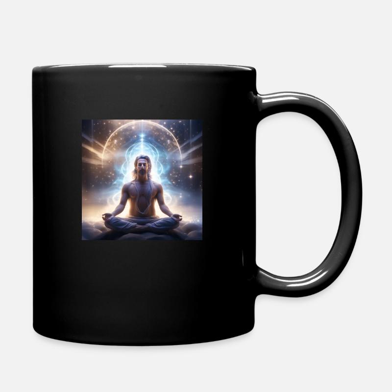 meditating spirit with aura - Tasse einfarbig - Schwarz