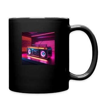 retro radio neon - Tasse einfarbig - Schwarz - Rechts