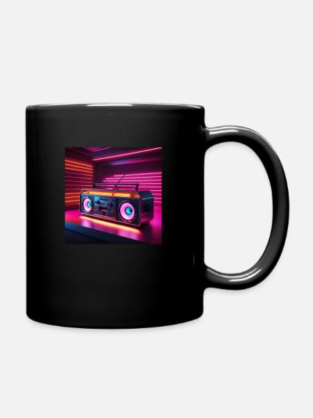 retro radio neon - Tasse einfarbig - Schwarz