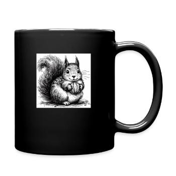 Eichhörnchen mit Nuss - Tasse einfarbig - Schwarz - Rechts