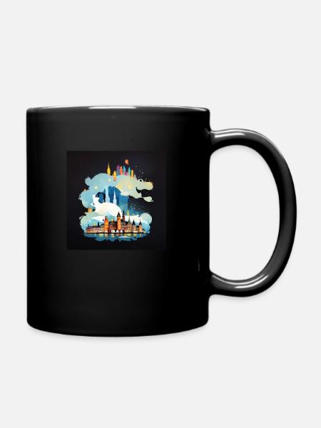 In Rauch gehüllte Stadt bei Nacht - Tasse einfarbig - Schwarz