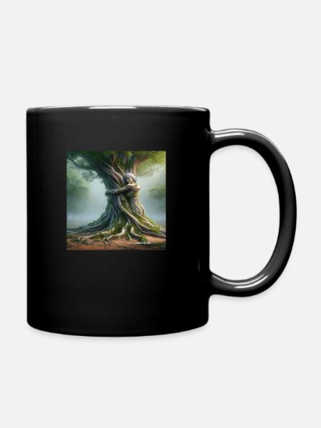 Embrace a Tree, the tree hug - Full Colour Mug - black