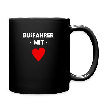 Busfahrer mit Herz - Bus - Omnibus - Tasse einfarbig - Schwarz - Rechts