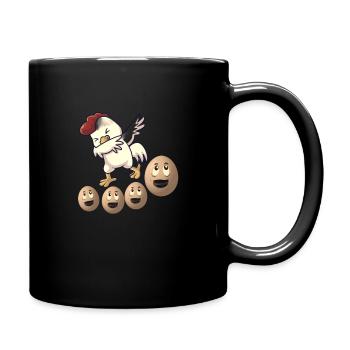 lustige Hühner - Tasse einfarbig - Schwarz - Rechts