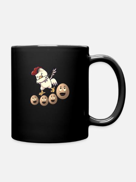 lustige Hühner - Tasse einfarbig - Schwarz