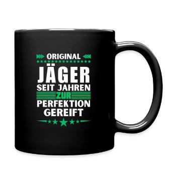 Zur Perfektion gereifter Jäger - Tasse einfarbig - Schwarz - Rechts