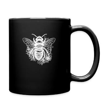 Abeille volante parmi les fleurs fleurs - Mug uni - noir - Droite