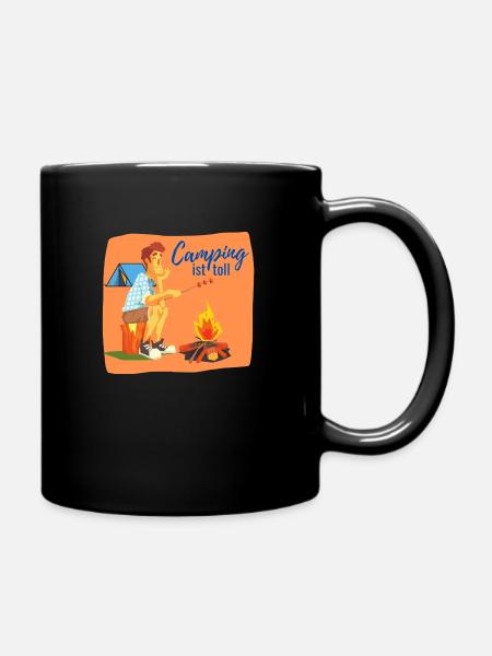 Camping ist toll - Tasse einfarbig - Schwarz