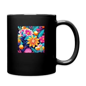 Farbenfroher Blumengarten Flower Power - Tasse einfarbig - Schwarz - Rechts