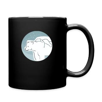 Eisbär mit Jungem - Tasse einfarbig - Schwarz - Rechts