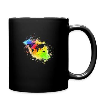 World in front of rainbow speckles - Full Colour Mug - black - Right