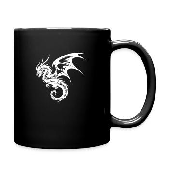 Chinese Flying Dragon in Tattoo Style - Full Colour Mug - black - Right