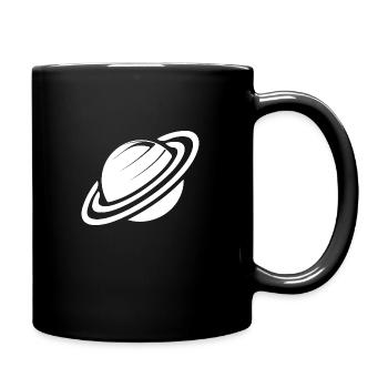 Planet Saturn mit Ringen im Sonnensystem - Tasse einfarbig - Schwarz - Rechts