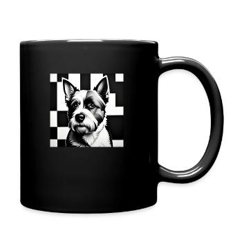 Westie: Kubistisches Schwarz-Weiß - Tasse einfarbig - Schwarz - Rechts