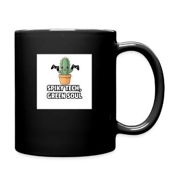 Kaktus mag Technik! - Tasse einfarbig - Schwarz - Rechts