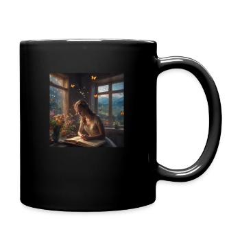 reading fantasy fairy - Tasse einfarbig - Schwarz - Rechts