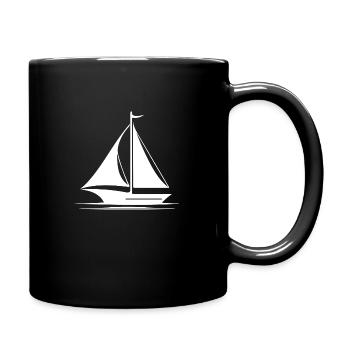 Elegantes Segelschiff mit gesetzten Segeln - Tasse einfarbig - Schwarz - Rechts