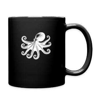 Large Octopus with Eight Arms - Full Colour Mug - black - Right