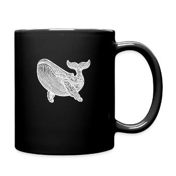 Grosser tauchender Wal Vintage Meerestier - Tasse einfarbig - Schwarz - Rechts
