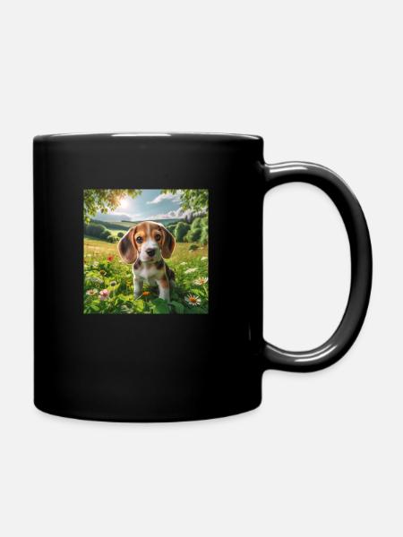Beagle-Welpe - Tasse einfarbig - Schwarz