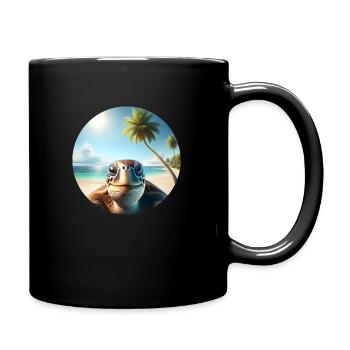 Tortue souriante - Mug uni - noir - Droite
