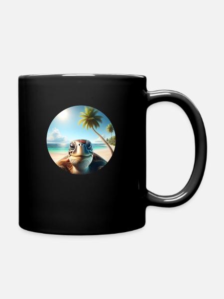 Lächelnde Schildkröte - Tasse einfarbig - Schwarz