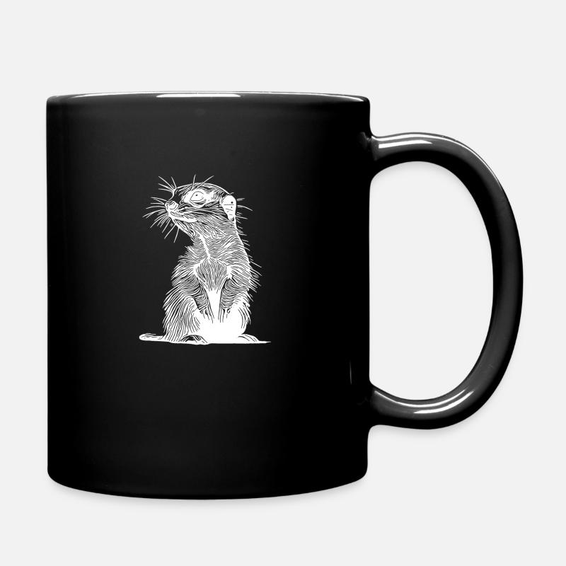 Putziges Erdmännchen mit Fell und Querstreife - Tasse einfarbig - Schwarz