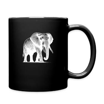 Elephant - Large safari proboscis with tusks - Full Colour Mug - black - Right
